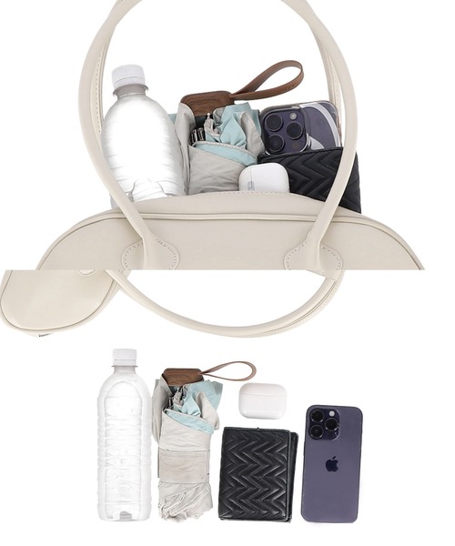 coca(coca)(コカ)の「バゲットバッグ フェイクレザーハンドバッグ(ハンドバッグ・レディース・アイボリー/ブラック・ONE SIZE)」の13枚目の写真