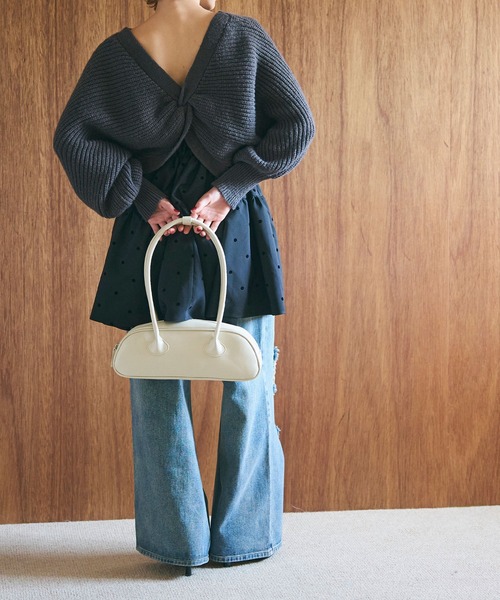 coca(coca)(コカ)の「バゲットバッグ フェイクレザーハンドバッグ(ハンドバッグ・レディース・アイボリー/ブラック・ONE SIZE)」の10枚目の写真