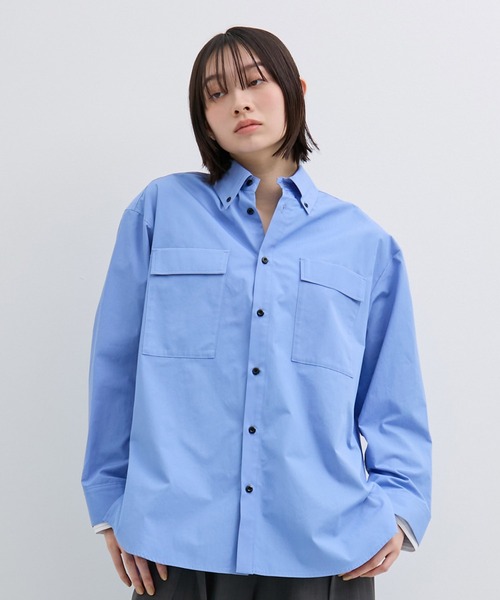 レイヤーカフスオーバーシャツ｜ウォッシャブル/春服（シャツ/ブラウス