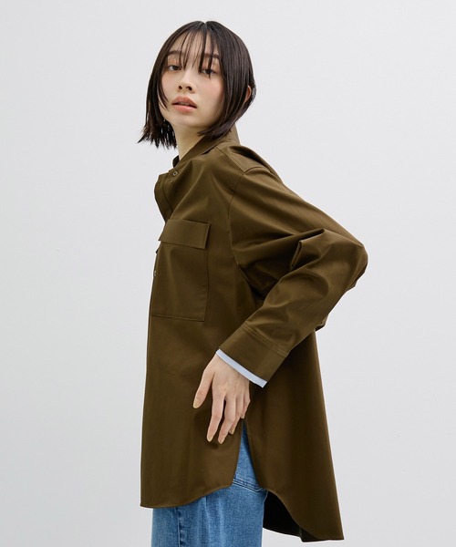 UNITED TOKYO(ユナイテッドトウキョウ)の「レイヤーカフスオーバーシャツ|ウォッシャブル/春服(シャツ/ブラウス・レディース・インディゴブルー/ブラウン・FREE)」の14枚目の写真