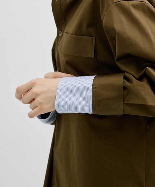 UNITED TOKYO(ユナイテッドトウキョウ)の「レイヤーカフスオーバーシャツ|ウォッシャブル/春服(シャツ/ブラウス・レディース・インディゴブルー/ブラウン・FREE)」の18枚目の写真