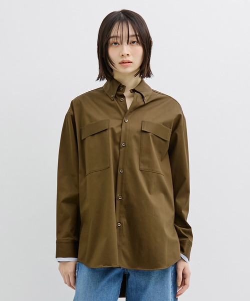 レイヤーカフスオーバーシャツ｜ウォッシャブル/春服（シャツ/ブラウス