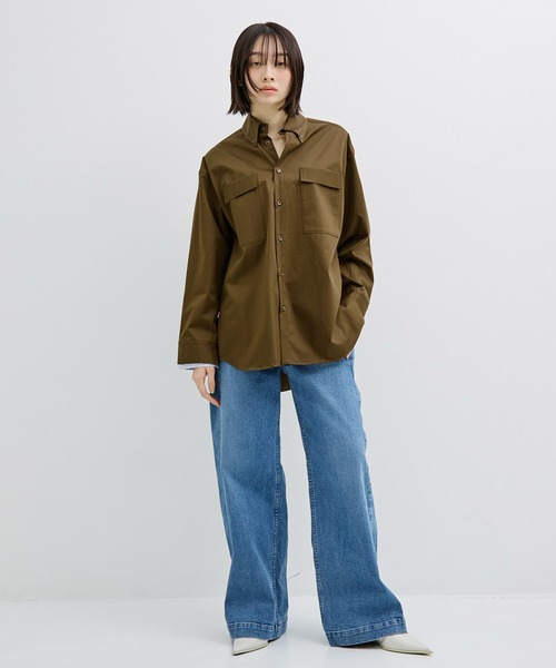 レイヤーカフスオーバーシャツ｜ウォッシャブル/春服（シャツ/ブラウス