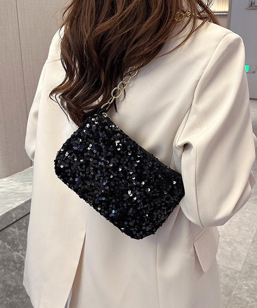 Mignonjour(ミニョンジュール)の「Mignonjour/スパンコールチェーンバッグ M2611(ショルダーバッグ・レディース・ブラック/ホワイト/その他1/その他2・FREE)」の2枚目の写真