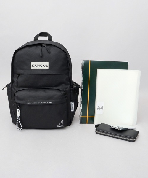 KANGOL(カンゴール)の「2層式フロントポケット 多収納 デイパック ロープストラップ付(バックパック/リュック・メンズ・ブラック・FREE)」の7枚目の写真