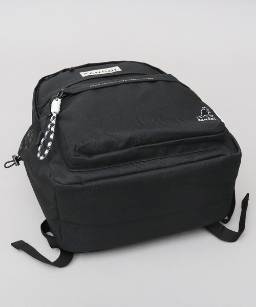 新品送料無料KANGOL(カンゴール) 2ポケットリュック クロ 2層式フロントポケット 多収納 デイパック ロープストラップ付