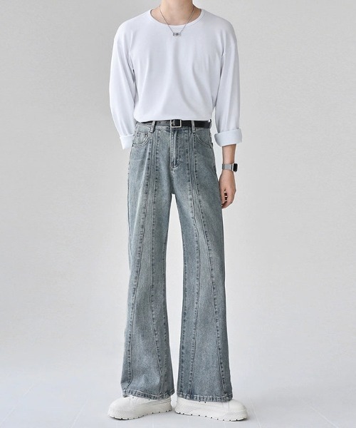 Otte(オッテ)の「デザインフレアデニム(デニムパンツ・メンズ・ブラック/ブルー・LARGE/SMALL/MEDIUM/X-LARGE)」の1枚目の写真