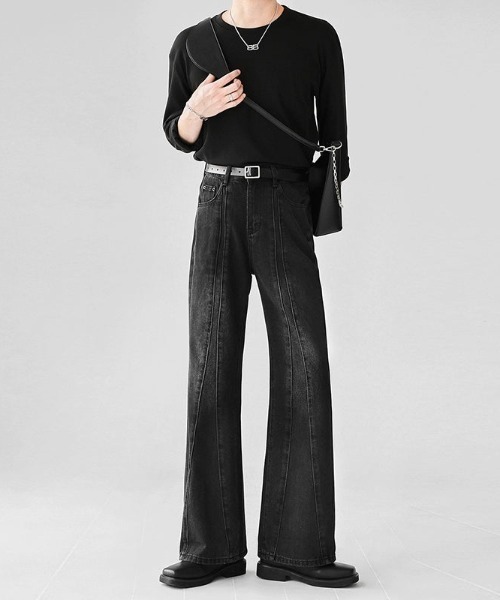 Otte(オッテ)の「デザインフレアデニム(デニムパンツ・メンズ・ブラック/ブルー・LARGE/SMALL/MEDIUM/X-LARGE)」の2枚目の写真