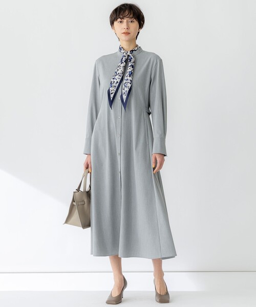 23区（ニジュウサンク）の「【洗える】ライトクロス ワンピース（シャツワンピース・レディース・ネイビー系/ライトグレー系・36/40/38）」の3枚目の写真