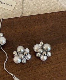 【OKUOKU 0909】MIXカラーパールモチーフ 大ぶり ピアス 両耳用 oku-pierce-855062152648-10 Nn【RBTS】