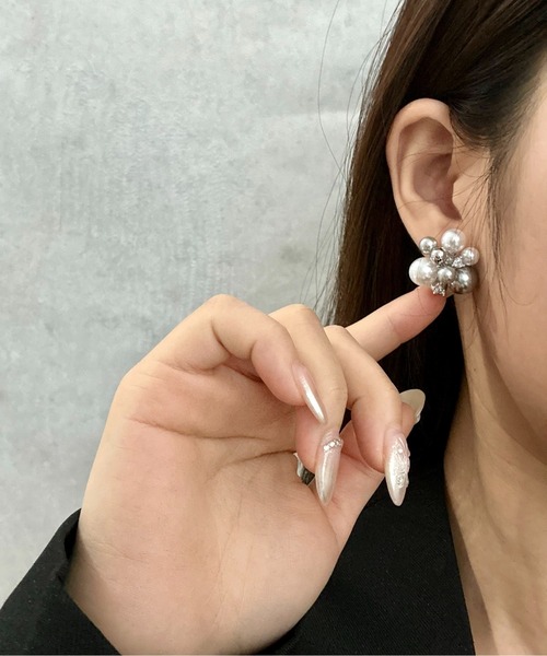 Burner(バーナー)の「【OKUOKU 0909】MIXカラーパールモチーフ 大ぶり ピアス 両耳用 oku-pierce-855062152648-10 Nn【RBTS】(ピアス(両耳用)・レディース・シルバー系その他・FREE)」の7枚目の写真