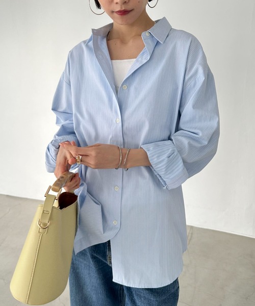 Doux archives(ドゥアルシーヴ)の「ストライプベーシックオーバーシャツ(シャツ/ブラウス・レディース・サックスブルー/ホワイト×ブルー・38)」の15枚目の写真