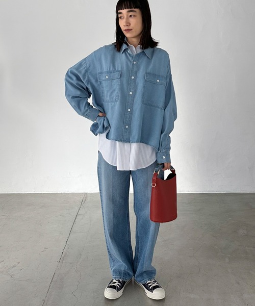 Doux archives(ドゥアルシーヴ)の「ストライプベーシックオーバーシャツ(シャツ/ブラウス・レディース・サックスブルー/ホワイト×ブルー・38)」の22枚目の写真