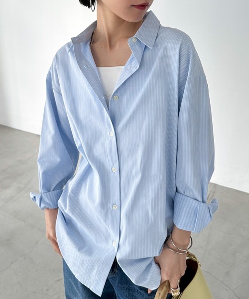Doux archives(ドゥアルシーヴ)の「ストライプベーシックオーバーシャツ(シャツ/ブラウス・レディース・サックスブルー/ホワイト×ブルー・38)」の17枚目の写真