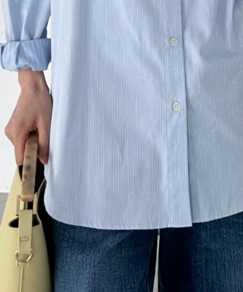 Doux archives(ドゥアルシーヴ)の「ストライプベーシックオーバーシャツ(シャツ/ブラウス・レディース・サックスブルー/ホワイト×ブルー・38)」の18枚目の写真