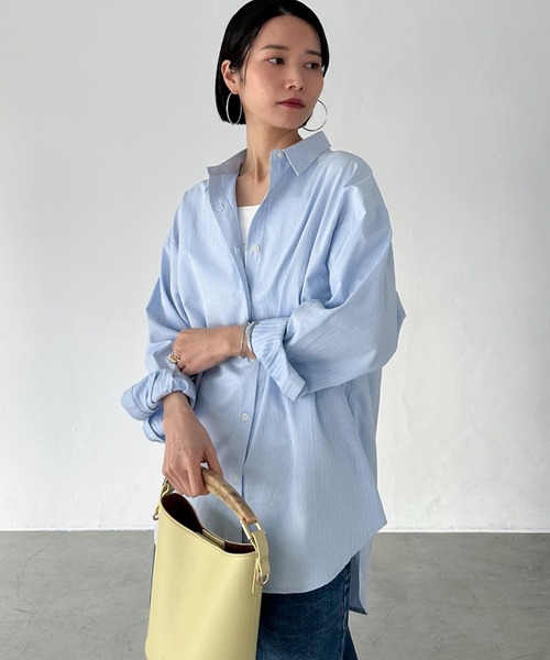 Doux archives(ドゥアルシーヴ)の「ストライプベーシックオーバーシャツ(シャツ/ブラウス・レディース・サックスブルー/ホワイト×ブルー・38)」の9枚目の写真