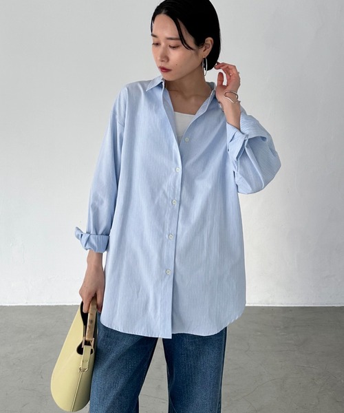 Doux archives(ドゥアルシーヴ)の「ストライプベーシックオーバーシャツ(シャツ/ブラウス・レディース・サックスブルー/ホワイト×ブルー・38)」の10枚目の写真
