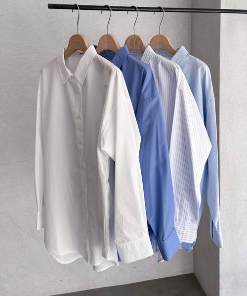 セール】ストライプベーシックオーバーシャツ（シャツ/ブラウス