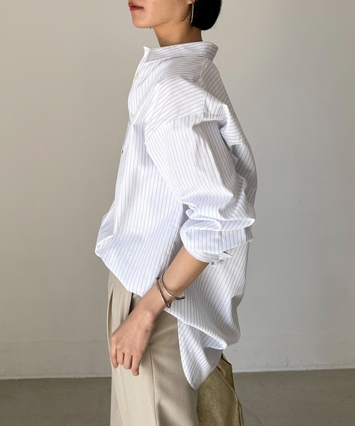 セール】ストライプベーシックオーバーシャツ（シャツ/ブラウス