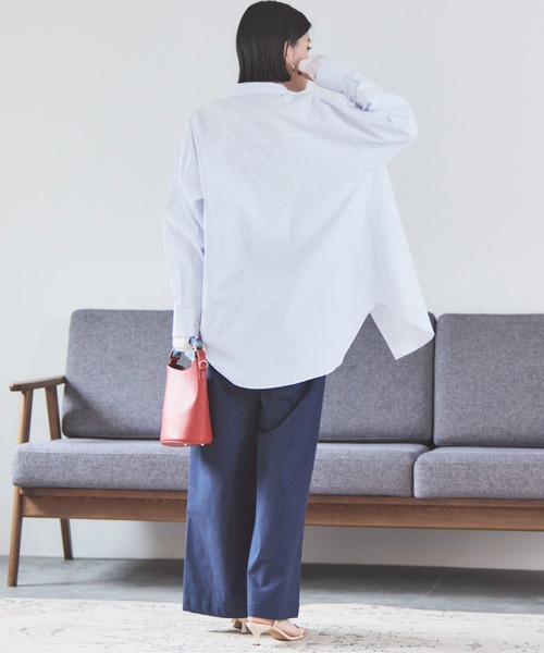 セール】ストライプベーシックオーバーシャツ（シャツ/ブラウス