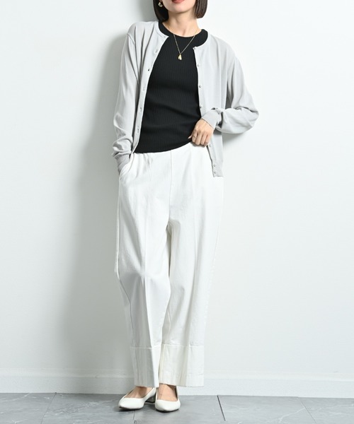 INTERPLANET（インタープラネット）の「【マシーンウォッシャブル・ＵＶ・接触冷感】パール釦クルーカーディガン（カーディガン/ボレロ・レディース・オフホワイト/グレー/ブラック/マルーン・FREE）」の12枚目の写真