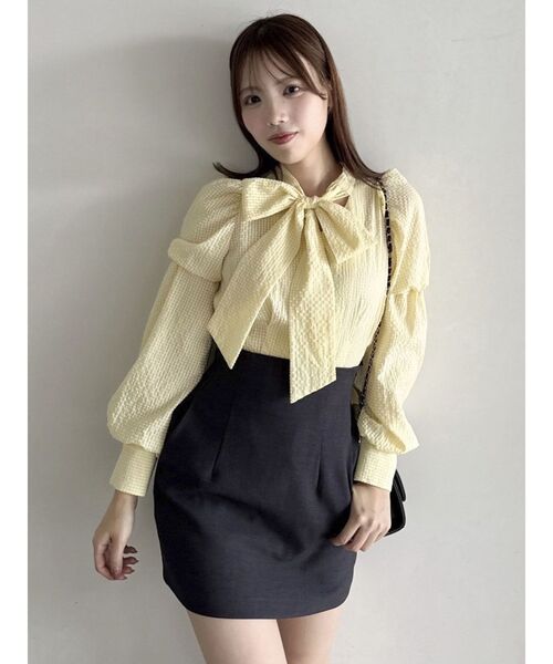 dazzlin（ダズリン）の「【セットアップ対応】コンパクトミニスカート（スカート・レディース・チャコールグレー/キャメル/ブラウン/ピンク/ベージュ・MEDIUM/SMALL）」の6枚目の写真