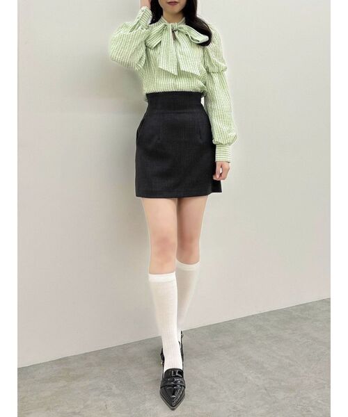 dazzlin（ダズリン）の「【セットアップ対応】コンパクトミニスカート（スカート・レディース・チャコールグレー/キャメル/ブラウン/ピンク/ベージュ・MEDIUM/SMALL）」の9枚目の写真