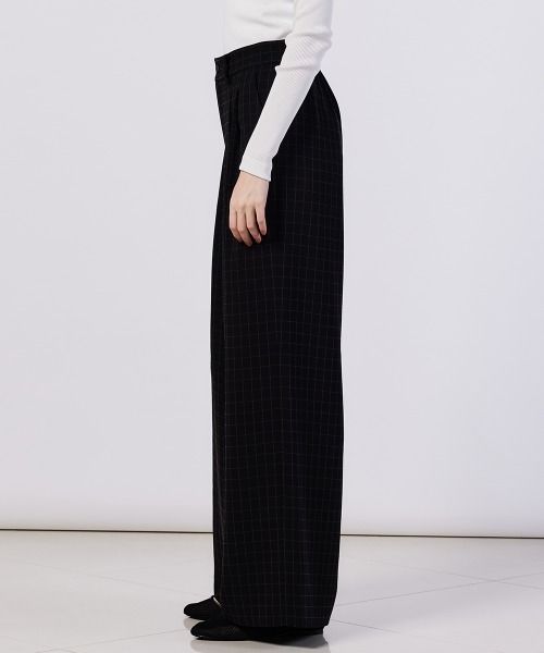 Sov.(ソブ)の「ウィンドウチェックワイドパンツ(スラックス・レディース・ブラック・36/38)」の3枚目の写真