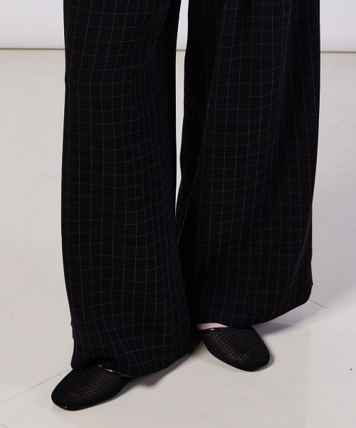 Sov.(ソブ)の「ウィンドウチェックワイドパンツ(スラックス・レディース・ブラック・36/38)」の9枚目の写真
