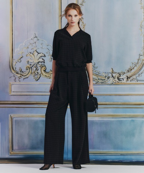 Sov.(ソブ)の「ウィンドウチェックワイドパンツ(スラックス・レディース・ブラック・36/38)」の12枚目の写真