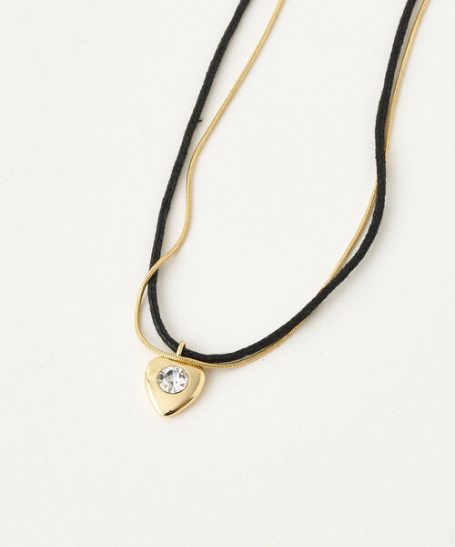 DISCOAT（ディスコート）の「【GOLDY】ガラスハートコンビ2連チョーカー（ネックレス・レディース・ゴールド/シルバー・FREE）」の4枚目の写真