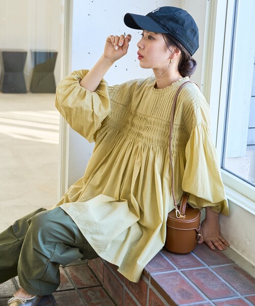 FREAK'S STORE（フリークスストア）の「限定展開　インド ピンタック ギャザー ロングスリーブ ブラウス（シャツ/ブラウス・レディース・ブルー/オフホワイト/ブラウン系その他/ブラック/イエロー/ネイビー/レッド・ﾌﾘ-）」の6枚目の写真