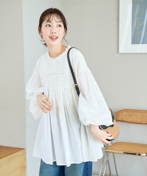 FREAK'S STORE（フリークスストア）の「限定展開　インド ピンタック ギャザー ロングスリーブ ブラウス（シャツ/ブラウス・レディース・ブルー/オフホワイト/ブラウン系その他/ブラック/イエロー/ネイビー/レッド・ﾌﾘ-）」の15枚目の写真