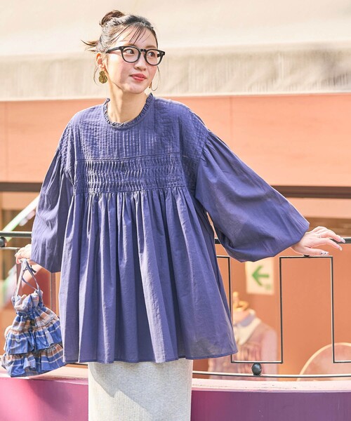 FREAK'S STORE（フリークスストア）の「限定展開　インド ピンタック ギャザー ロングスリーブ ブラウス（シャツ/ブラウス・レディース・ブルー/オフホワイト/ブラウン系その他/ブラック/イエロー/ネイビー/レッド・ﾌﾘ-）」の19枚目の写真