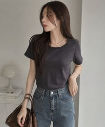 【NAVY/ネイビー 】綿100% ベーシッククルーTシャツ