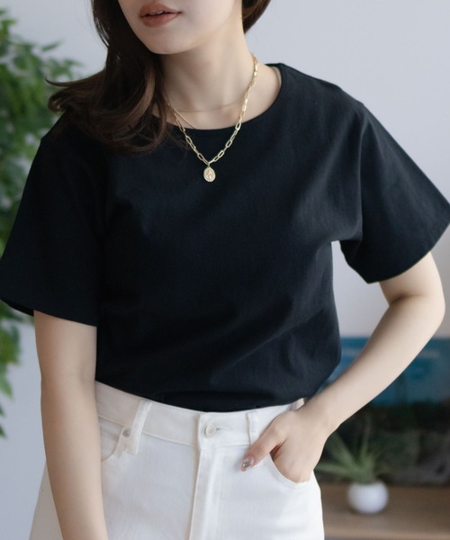 NAVY(ネイビー)の「【 綿100% 】NAVY ベーシッククルーTシャツ(Tシャツ/カットソー・レディース・チャコールグレー/ブラック/オフホワイト/ラベンダー/モカ・M/L)」の3枚目の写真