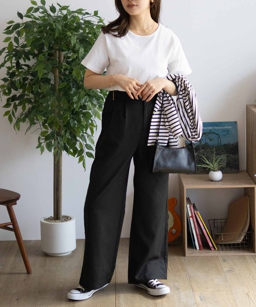 NAVY(ネイビー)の「【 綿100% 】NAVY ベーシッククルーTシャツ(Tシャツ/カットソー・レディース・チャコールグレー/ブラック/オフホワイト/ラベンダー/モカ・M/L)」の9枚目の写真