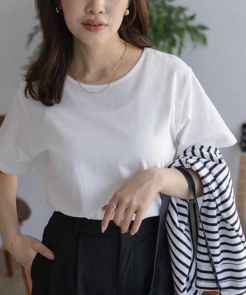NAVY(ネイビー)の「【 綿100% 】NAVY ベーシッククルーTシャツ(Tシャツ/カットソー・レディース・チャコールグレー/ブラック/オフホワイト/ラベンダー/モカ・M/L)」の10枚目の写真