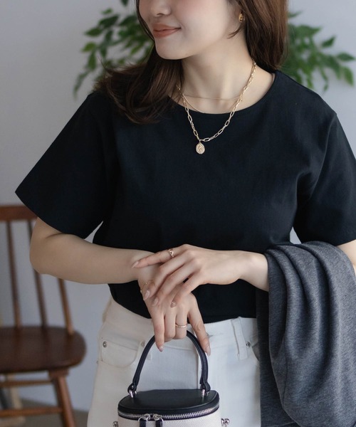 NAVY(ネイビー)の「【 綿100% 】NAVY ベーシッククルーTシャツ(Tシャツ/カットソー・レディース・チャコールグレー/ブラック/オフホワイト/ラベンダー/モカ・M/L)」の13枚目の写真