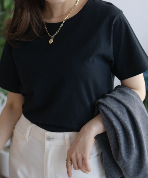 NAVY(ネイビー)の「【 綿100% 】NAVY ベーシッククルーTシャツ(Tシャツ/カットソー・レディース・チャコールグレー/ブラック/オフホワイト/ラベンダー/モカ・M/L)」の14枚目の写真