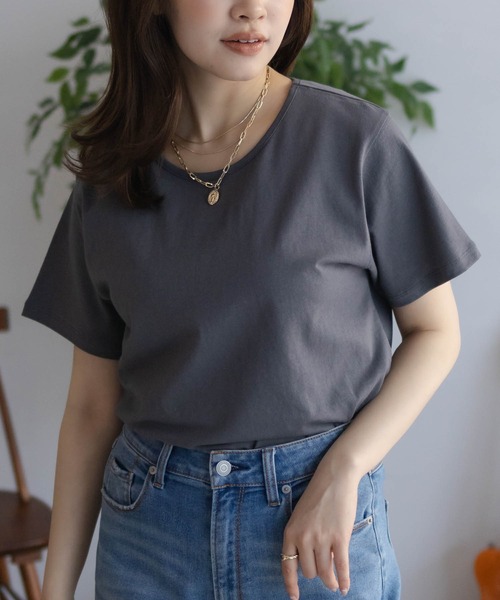 NAVY(ネイビー)の「【 綿100% 】NAVY ベーシッククルーTシャツ(Tシャツ/カットソー・レディース・チャコールグレー/ブラック/オフホワイト/ラベンダー/モカ・M/L)」の19枚目の写真