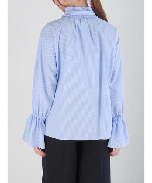 Te chichi（テチチ）の「ストライプスタンドフリル&リボンブラウス（シャツ/ブラウス・レディース・サックスブルー/オフホワイト/オレンジ・F）」の12枚目の写真