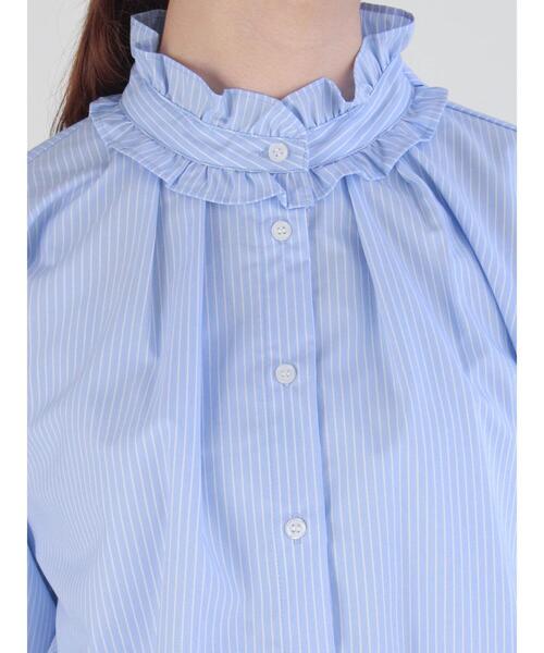 Te chichi（テチチ）の「ストライプスタンドフリル&リボンブラウス（シャツ/ブラウス・レディース・サックスブルー/オフホワイト/オレンジ・F）」の14枚目の写真