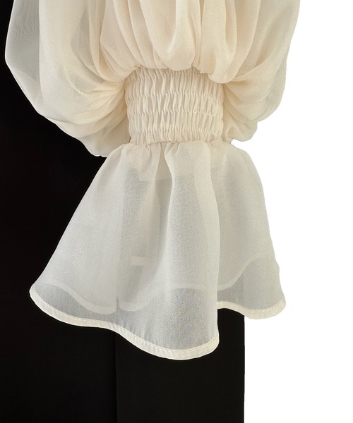 RUIRUE BOUTIQUE（ルイルエブティック）の「オケージョンドレス 結婚式 ｜ ボリューム ブラウジングスリーブ ＆ フレアワンピース ドレス ｜ 二次会 披露宴 美脚 ワンピース お呼ばれドレス パーティードレス（ドレス・レディース・ブラック×ベージュ/ネイビー/ブラック・LL/S/M/L）」の22枚目の写真