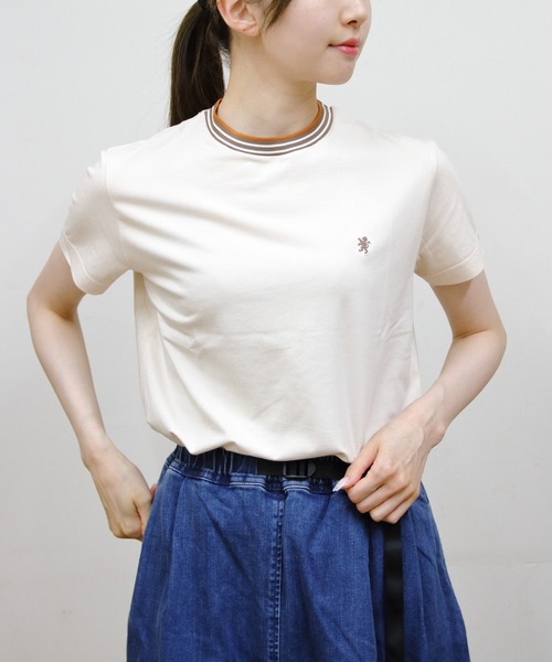 GYMPHLEX(ジムフレックス)の「GYMPHLEX/ジムフレックス クルーネックニットラインTEEシャツ CREWNECK KNIT-LINE TEE GY-C0448 CCB(Tシャツ/カットソー・レディース・ネイビー/ベージュ/ホワイト/ブラウン・14)」の3枚目の写真