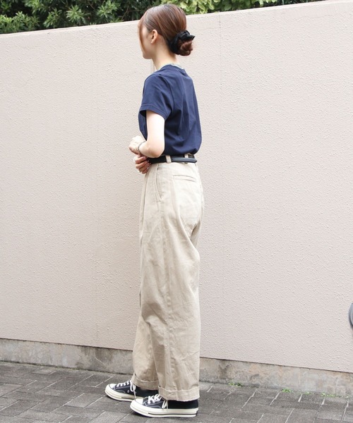 GYMPHLEX(ジムフレックス)の「GYMPHLEX/ジムフレックス クルーネックニットラインTEEシャツ CREWNECK KNIT-LINE TEE GY-C0448 CCB(Tシャツ/カットソー・レディース・ネイビー/ベージュ/ホワイト/ブラウン・14)」の10枚目の写真