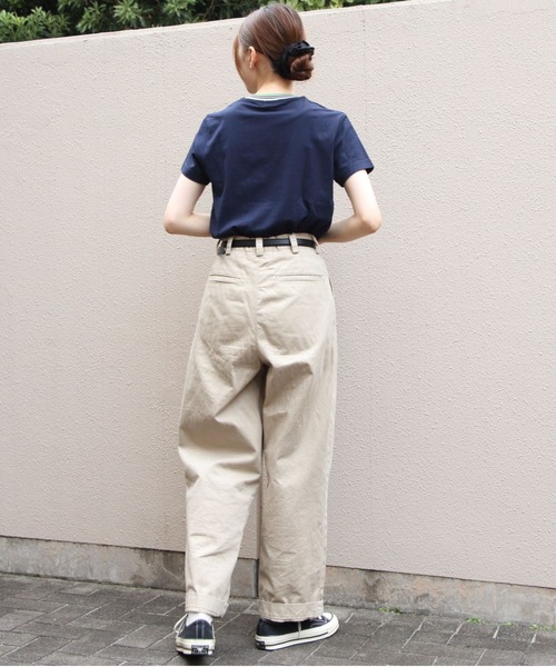 GYMPHLEX(ジムフレックス)の「GYMPHLEX/ジムフレックス クルーネックニットラインTEEシャツ CREWNECK KNIT-LINE TEE GY-C0448 CCB(Tシャツ/カットソー・レディース・ネイビー/ベージュ/ホワイト/ブラウン・14)」の11枚目の写真