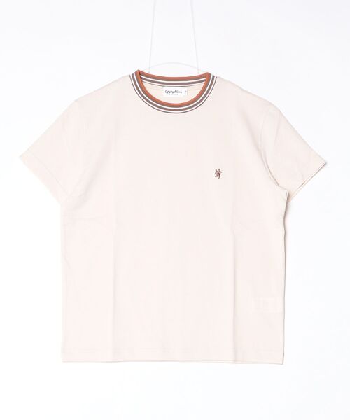 GYMPHLEX(ジムフレックス)の「GYMPHLEX/ジムフレックス クルーネックニットラインTEEシャツ CREWNECK KNIT-LINE TEE GY-C0448 CCB(Tシャツ/カットソー・レディース・ネイビー/ベージュ/ホワイト/ブラウン・14)」の15枚目の写真
