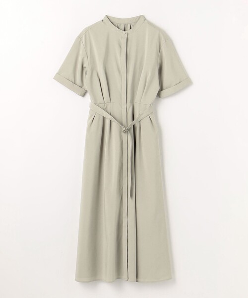 green label relaxing（グリーンレーベルリラクシング）の「ベルト フレア ショートスリーブ ワンピース -マシンウォッシャブル-（ワンピース・レディース・ネイビー/ベージュ/ライトグレー・FREE）」の14枚目の写真
