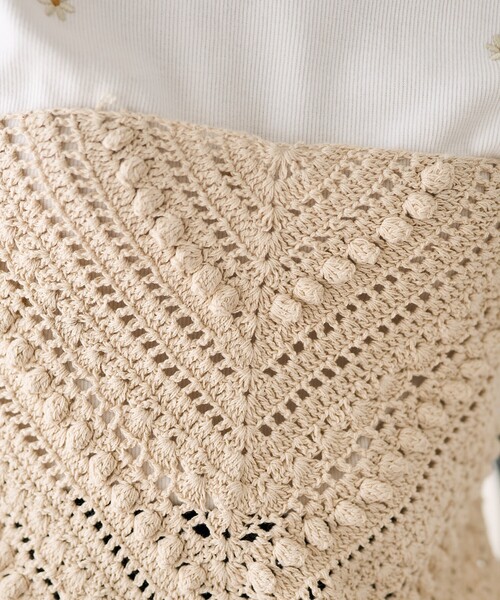 FREAK'S STORE（フリークスストア）の「インド マルチウェイ クロシェスカーフ　Lサイズ（バンダナ/スカーフ・レディース・ネイビー/ベージュ・ﾌﾘ-）」の15枚目の写真